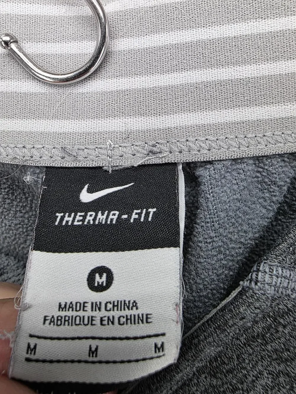 Nike Pants Mens M Gray Track Pants Therma-FIT Fleece Elastic Waist Pockets